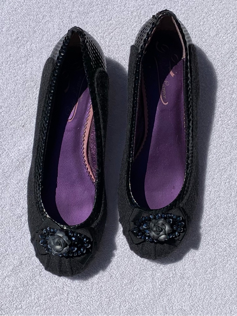 Poetic License London Black Embellished Bow Ballet Flats